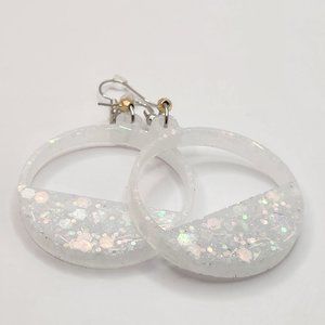 🤍🤍NEW White Glitter Round Fashion Earrings